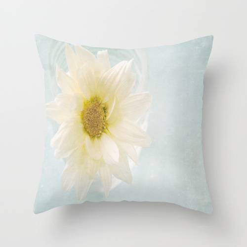 Textured White Flower Throw Pillow